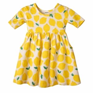Hanna Andersson Lemon Print Pocket Dress Girls 2T